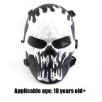 Skeleton Mask Halloween Costume Polyester Black White Camouflage Design for Adults Ages 18+ – Outdoor Cycling Cosplay Themed Party Role Play Accessory, Silvery Grey