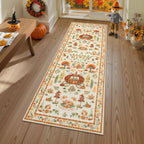 Violette Washable Halloween Pumpkin Yellow Rug