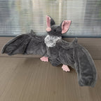 Giant Bat Plush Stuffed Animal 23 Inch Wingspan Soft Grey Spooky Bat Toy Halloween Decor Gift for Kids Adults Bat Lovers Gothic Fans Animal Lovers