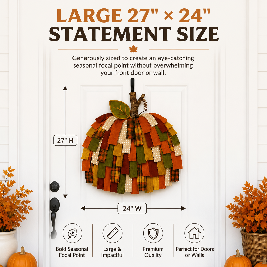 🎃Handmade Patchwork Pumpkin Door Hanger - Rustic Fall & Thanksgiving Home Decor🍂