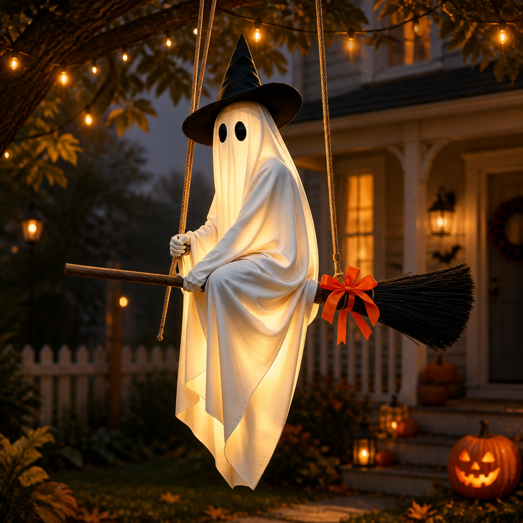 Hanging Flying Ghost Decor - Spooky Halloween Porch & Yard Decoration