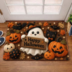 Happy Halloween Doormat Ghost Welcome Mat Indoor Outdoor Anti-Slip Rug Home Bedroom Bath Mats