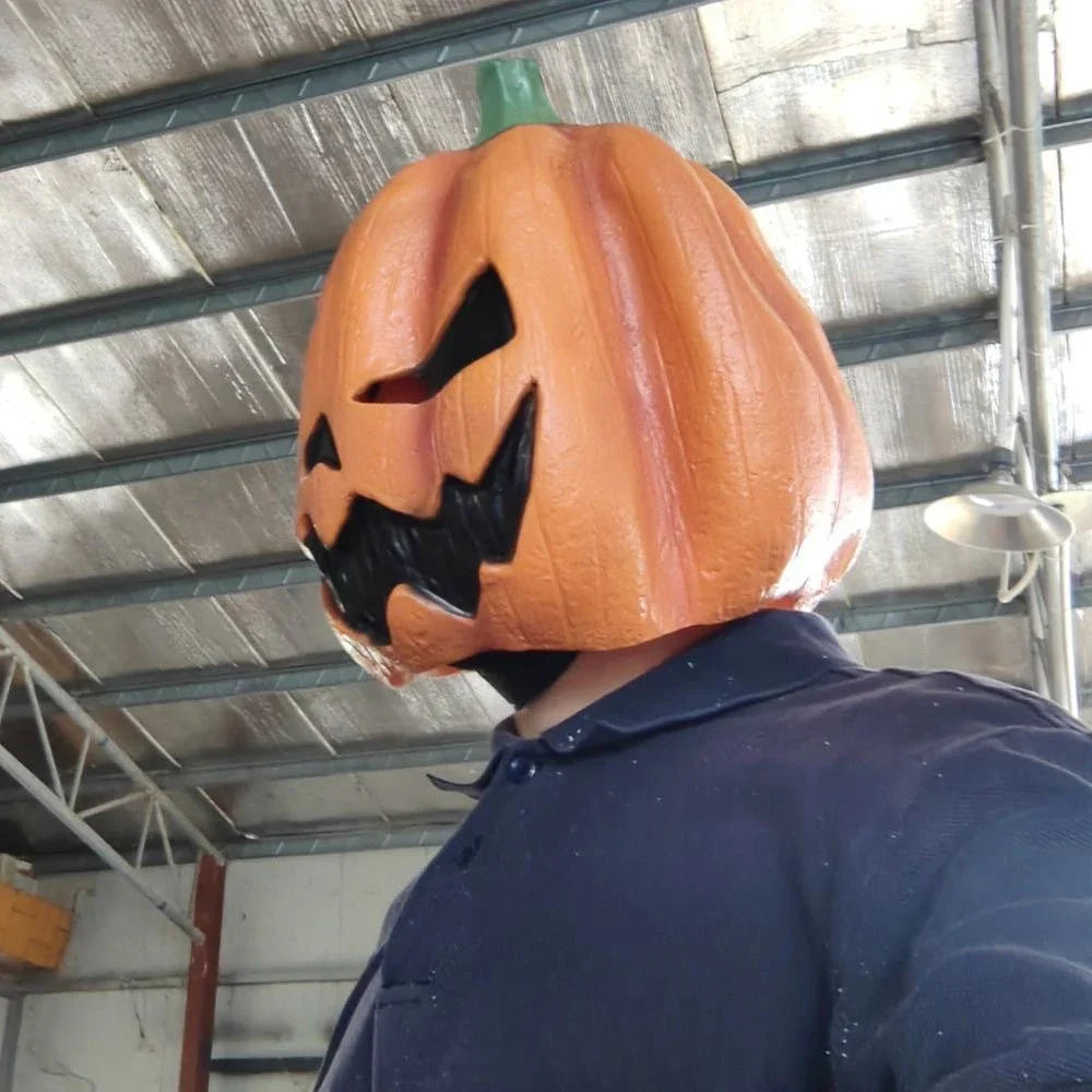 Full-Face Pumpkin Halloween Mask - Latex Full-Face