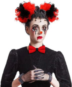 Women Halloween Clown Accessories Rainbow Wig Hair Clip On Puff Buns Clown Bowtie