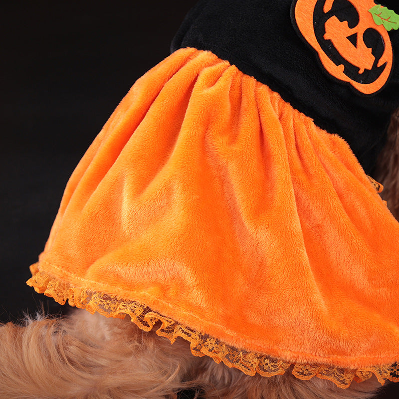 Classic Pumpkin Pet Halloween Skirt
