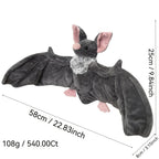 Giant Bat Plush Stuffed Animal 23 Inch Wingspan Soft Grey Spooky Bat Toy Halloween Decor Gift for Kids Adults Bat Lovers Gothic Fans Animal Lovers