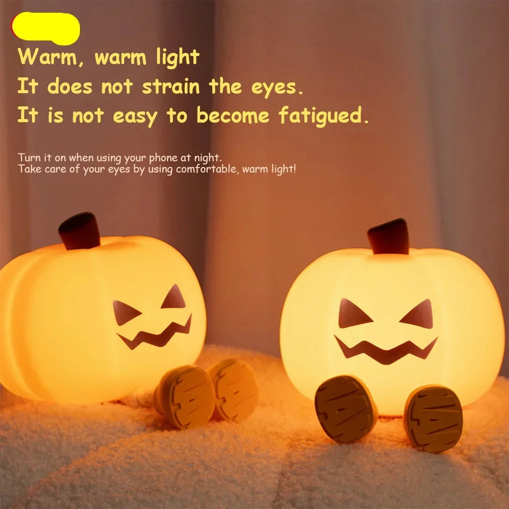 Soft Glow Pumpkin Silicone Night Light – Warm LED Sleep Companion