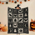 Black and White Ghost Bat Pumpkin Witch Hat Pattern Soft Funny Throw Blanket