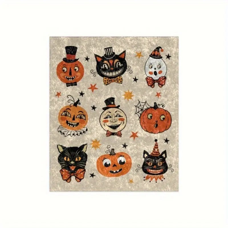 Vintage Style Black Cat Velvet Blanket