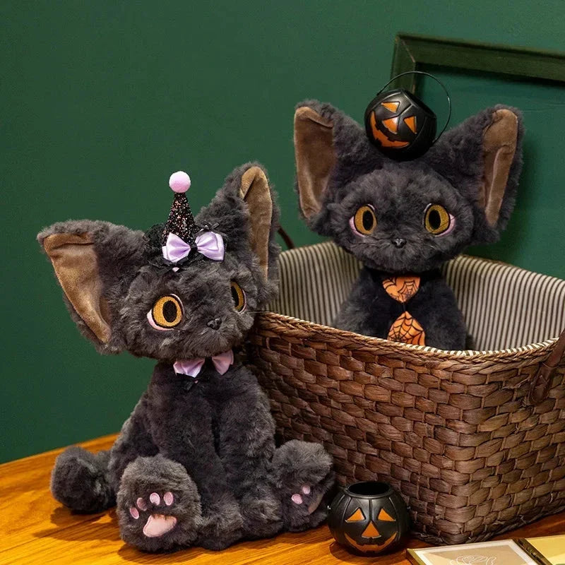 Spooky Black Cat Witch Plush Toys for Halloween Fun