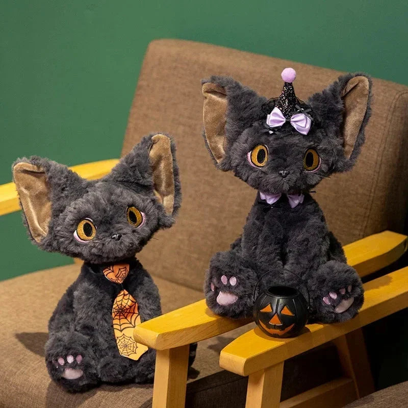Spooky Black Cat Witch Plush Toys for Halloween Fun